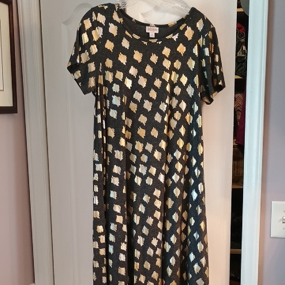 LuLaRoe Black and Cream A-Line High Low Dress - Picture 2 of 5